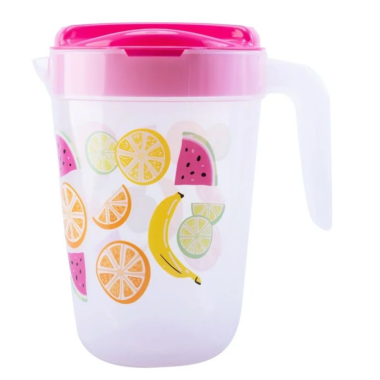 Mainstays - Assorted Fruit Plastic 1 Gallon Pitcher with Red Lid | Walmart (US)