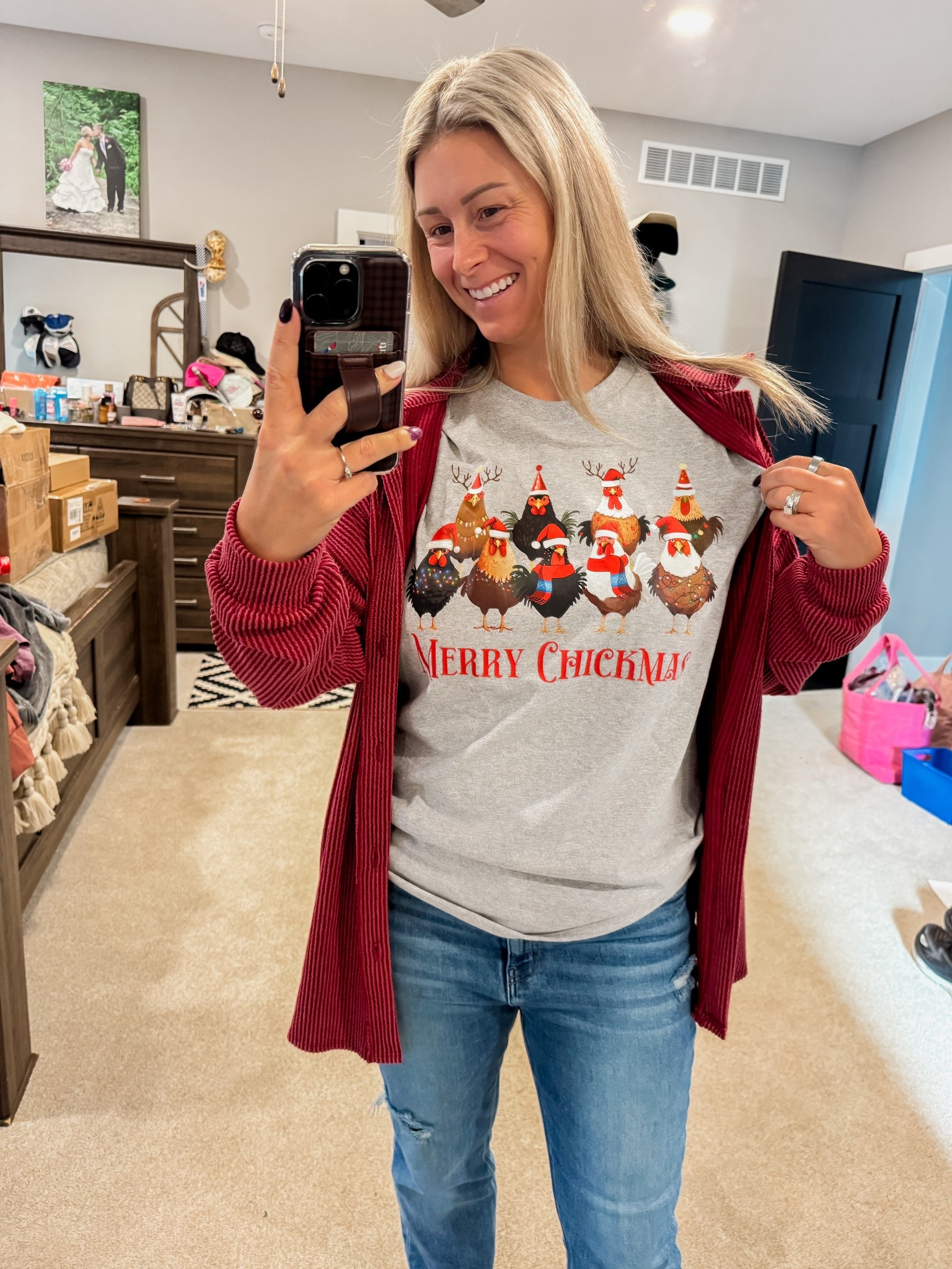 Obsessed with my new chicken shirt!! Merry Chickmas to all my fellow chicken lovers out there! I’m wearing this tee in a large!

#LTKHoliday #LTKMidsize