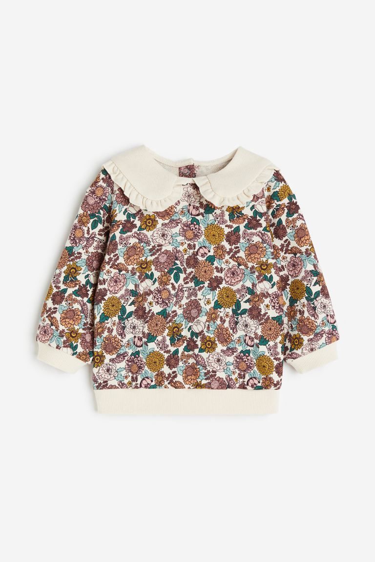 Cotton Sweatshirt - Dark pink/floral - Kids | H&M US | H&M (US + CA)