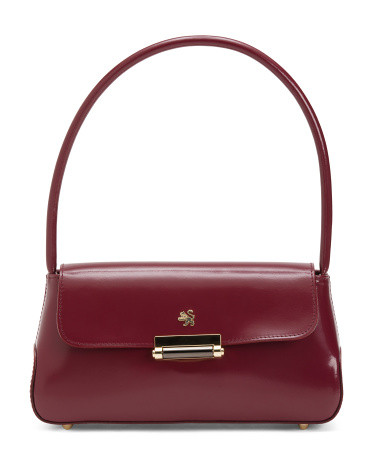 Made In Italy Patent Leather Baguette Bag With Metal Closure | TJ Maxx