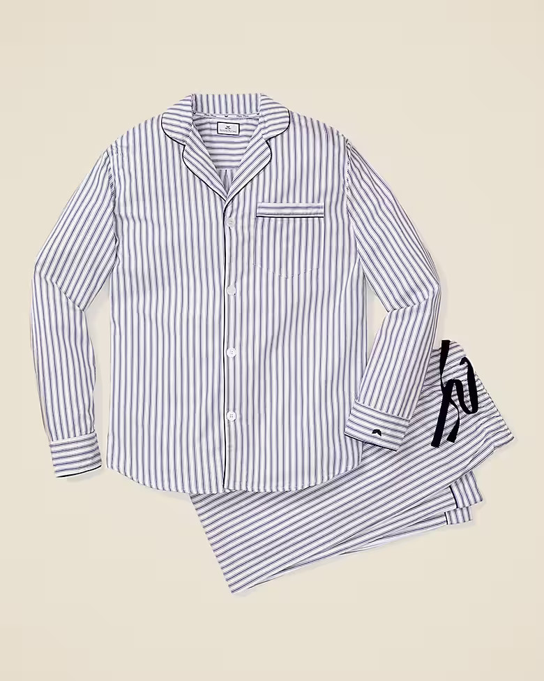 Petite Plume™ men's pajama set in french ticking | J. Crew US