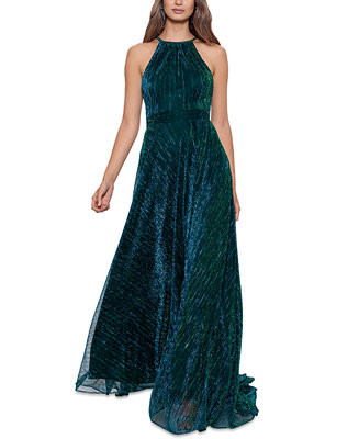 Betsy & Adam Metallic Halter Gown - Macy's | Macy's