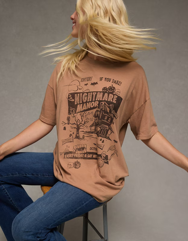 AE Oversized Halloween Graphic T-Shirt | American Eagle Outfitters (US & CA)