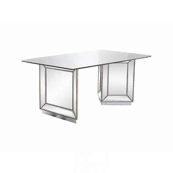 Best Master Furniture Mirrored Wood Dining Table with Tempered Glass Top | Bed Bath & Beyond