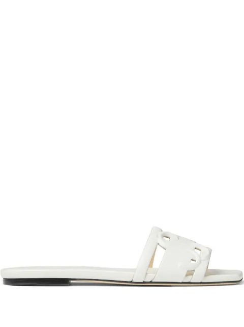 JIMMY CHOO Laran debossed-logo Sandals - Farfetch | Farfetch Global