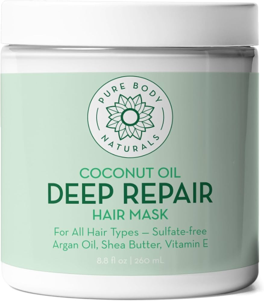 Pure Body Naturals Coconut Oil Hair Mask, Deep Conditioning Hair Treatment for Dry Damaged and Co... | Amazon (US)