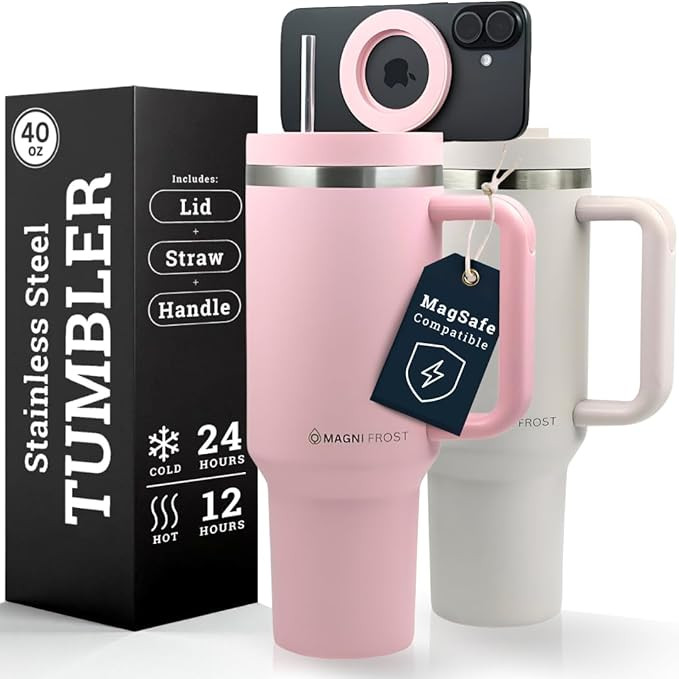 Water Bottle Phone Holder | Compatible with MagSafe | Insulated Cup with Handle and Straw | Magne... | Amazon (US)