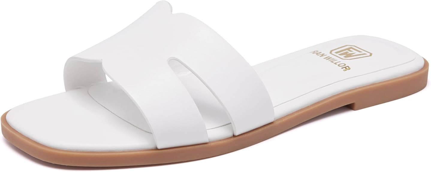 Amazon.com | FW FRAN WILLOR Women's Flat Sandals Dressy Comfortable Slide Sandals Fashion Square ... | Amazon (US)