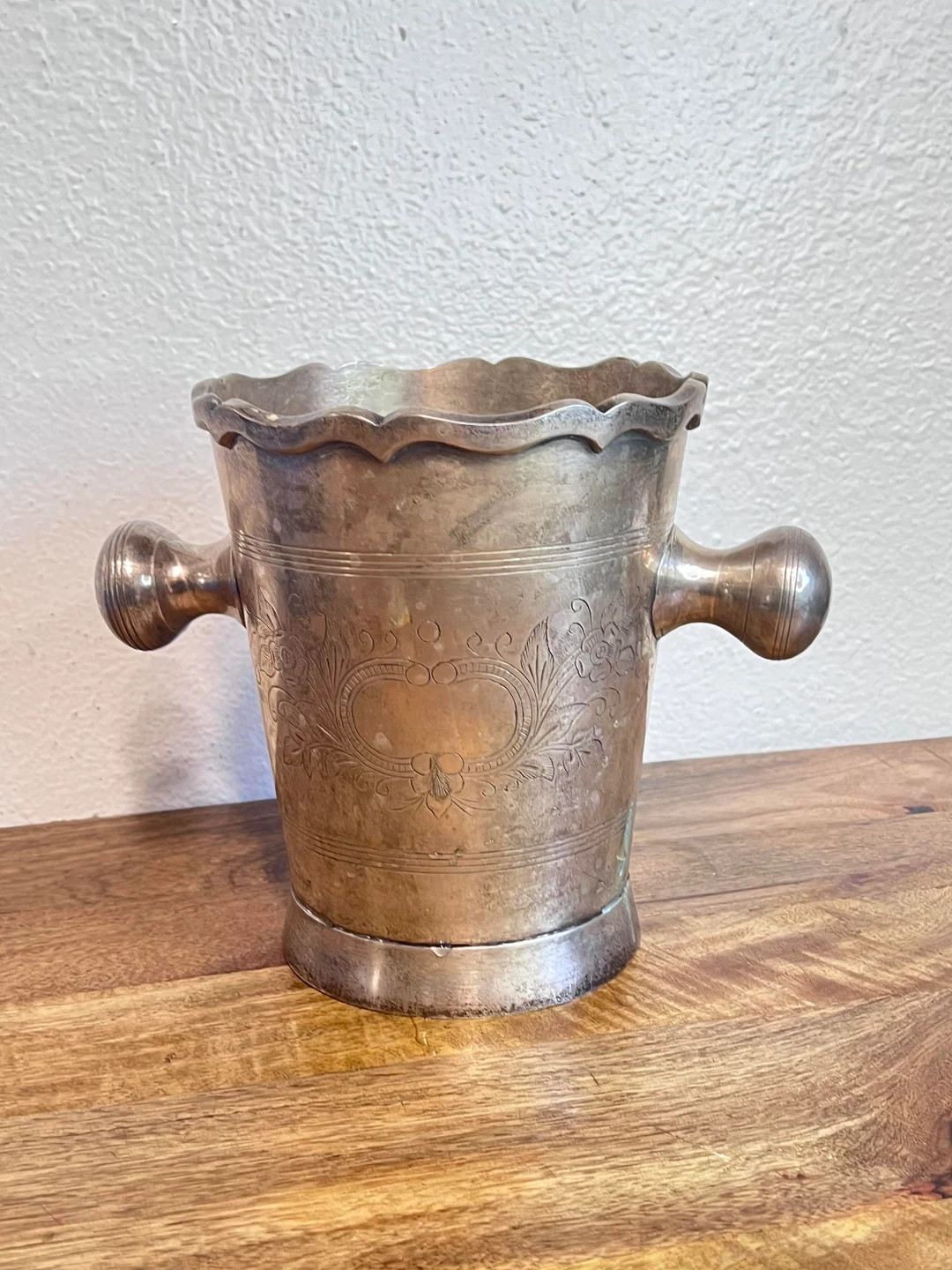 Vintage Ice Bucket With Scalloped Edge With Knob Handle A1223 - Etsy | Etsy (US)