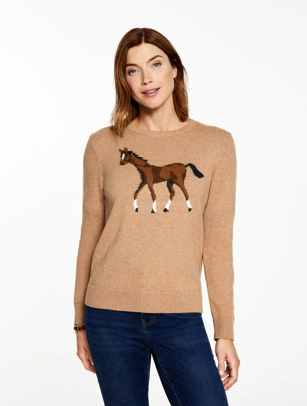 Crewneck Pullover - Whimsy Horse | Talbots