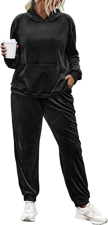 IN'VOLAND Plus Size Sweatsuits Set for Women 2 Piece Tracksuits Velour Outfits Pullover Hoodie an... | Amazon (US)