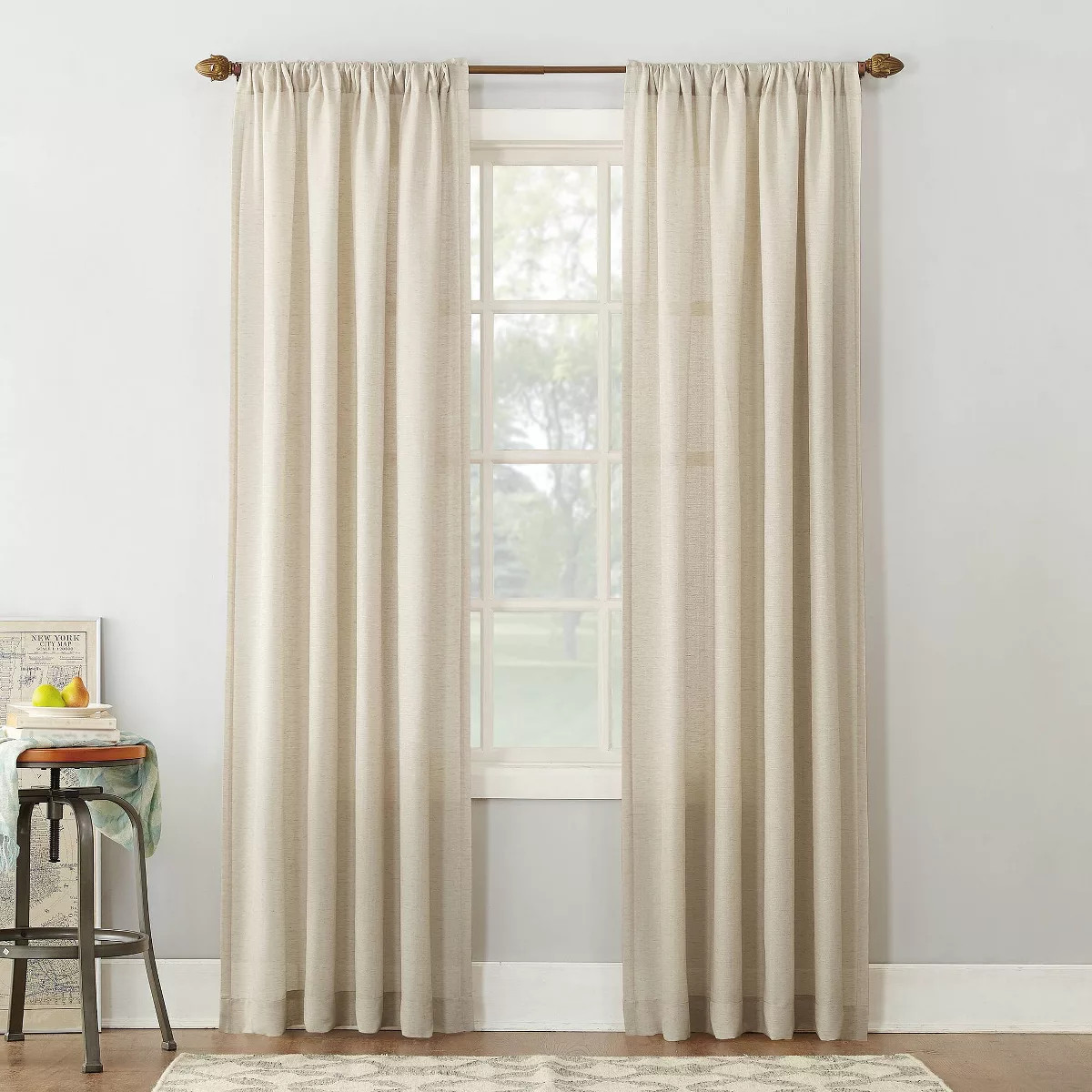 54"x63" No. 918 Light Filtering Semi-Sheer Amalfi Rod Pocket Curtain Panel Ivory: Linen Sheer Cur... | Target