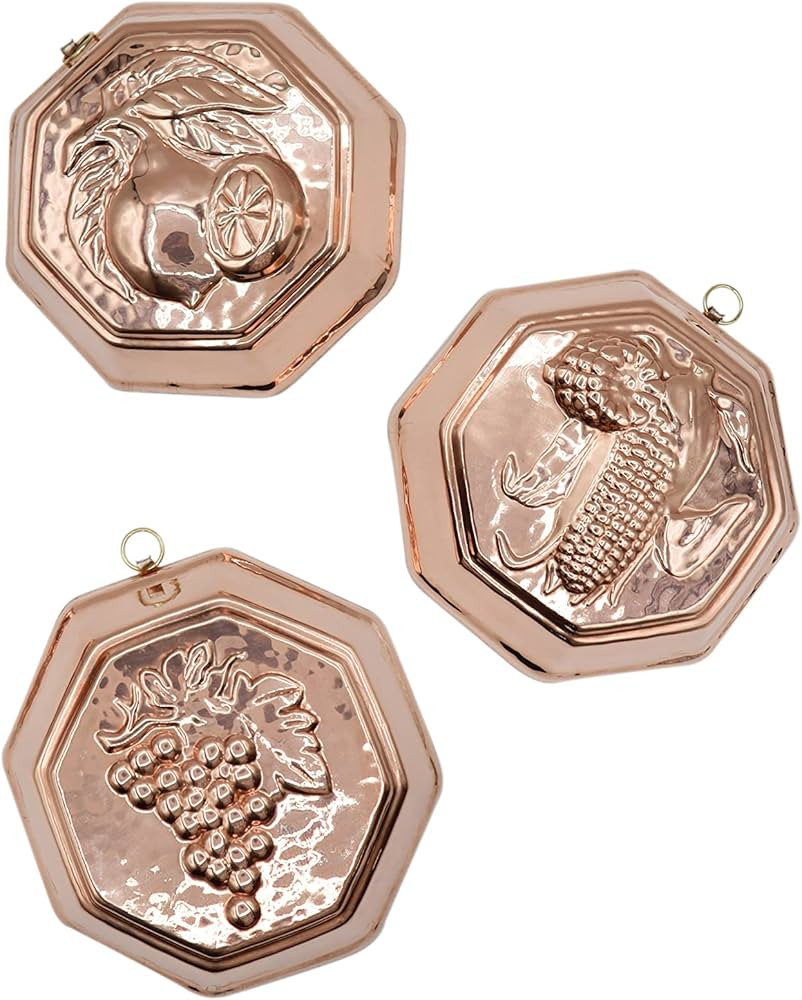 Set of 3 Home Fruit-Shaped Octagonal Decor – Pure Copper – 5,5x5,5x1,5 Inch – Used for Cake... | Amazon (US)
