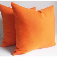 Set 2/Orange Pillow Cover, 22'' X 22'' Decorative Covers, Throw Pillow, Pillow Cover Cotton Canvas B | Etsy (US)