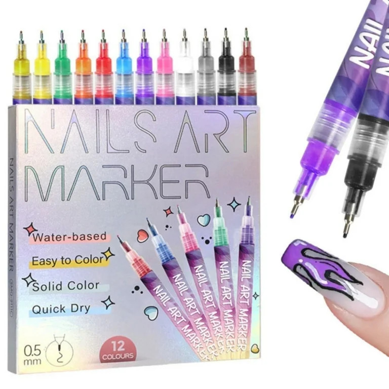 Fine Tips 3D Nail Art Pens, 12 Colors 0.5 MM Nail Marker Pens Nail Point Graffiti Dotting Drawing... | Walmart (US)