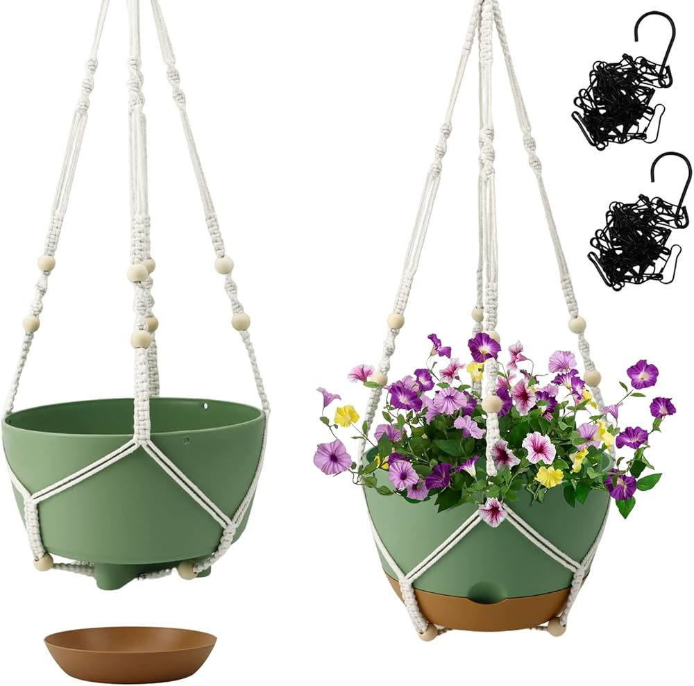 Hanging Planter Self Watering 10 Inch, 2 Pack Indoor Outdoor Hanging Baskets, Hanging Flower Pots... | Amazon (US)