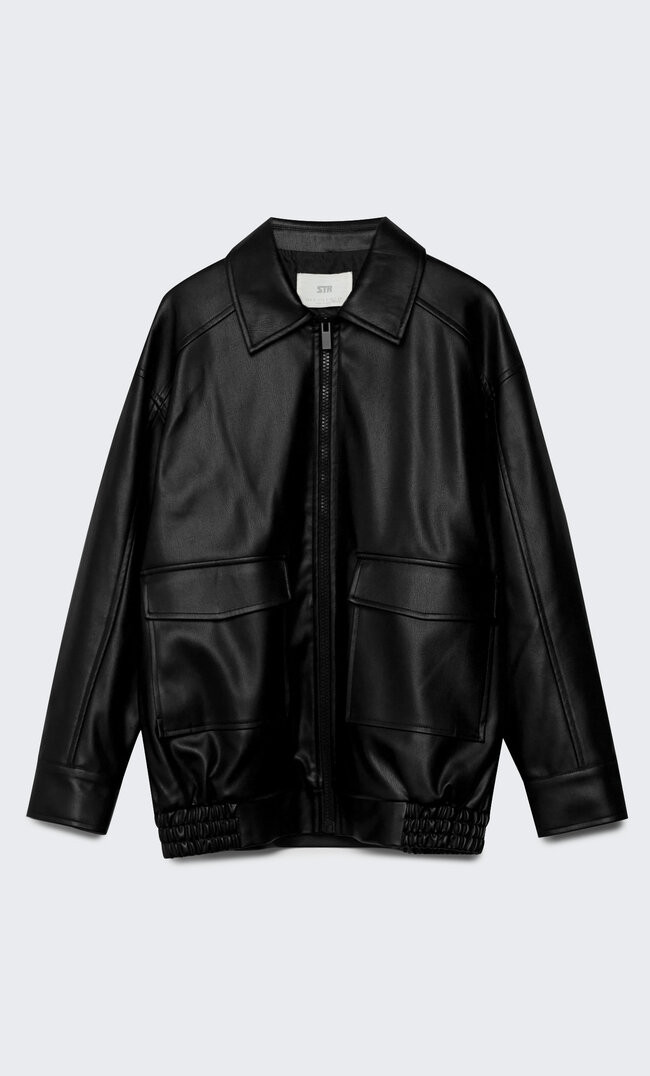 Faux leather jacket with pockets | Stradivarius (UK)