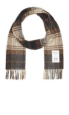 Norse Projects Moon Merino Lambswool Checked Scarf in Taupe from Revolve.com | Revolve Clothing (Global)