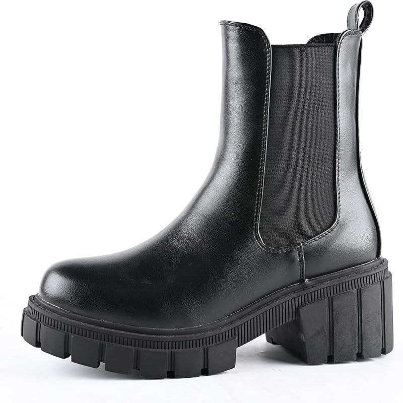 READYSALTED Women's Cleated Chunky Lug Sole Platform Chelsea Boots (KANDY) | Amazon (US)