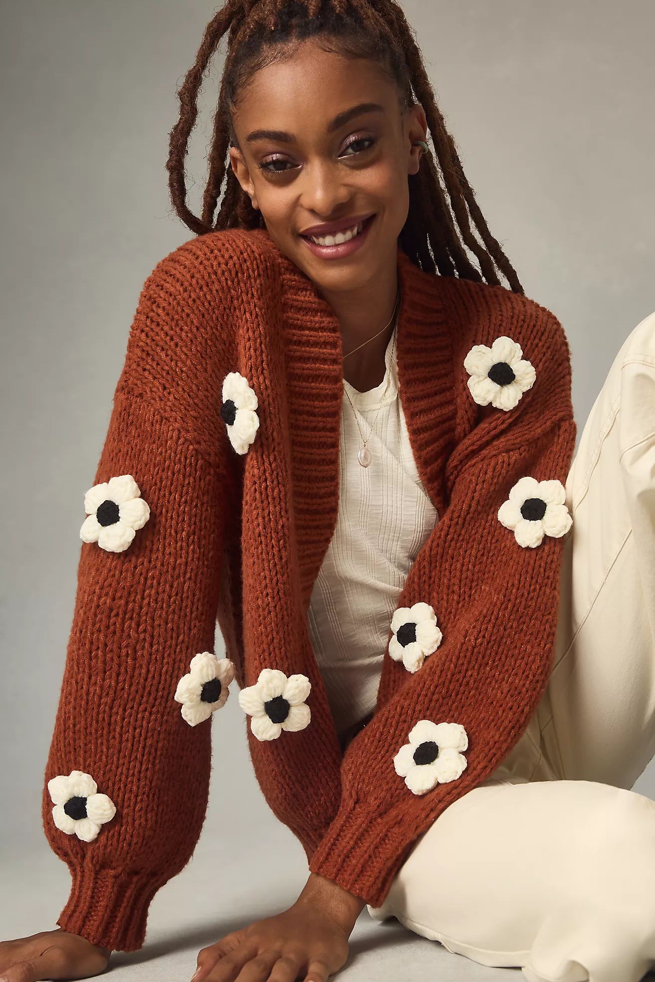 By Anthropologie Floral Knit Cardigan Sweater | Anthropologie (US)