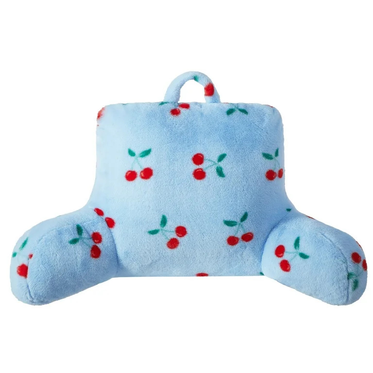 Mainstays Blue Faux Fur Backrest Pillow – Red Cherry Pattern, 32.5" L x 10" W x 18" H | Walmart (US)