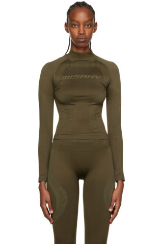Khaki Long Sleeve Sport Top | SSENSE