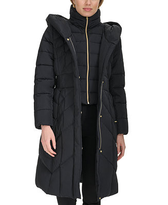Cole Haan Women's Bibbed Hooded Puffer Coat - Macy's | Macy's