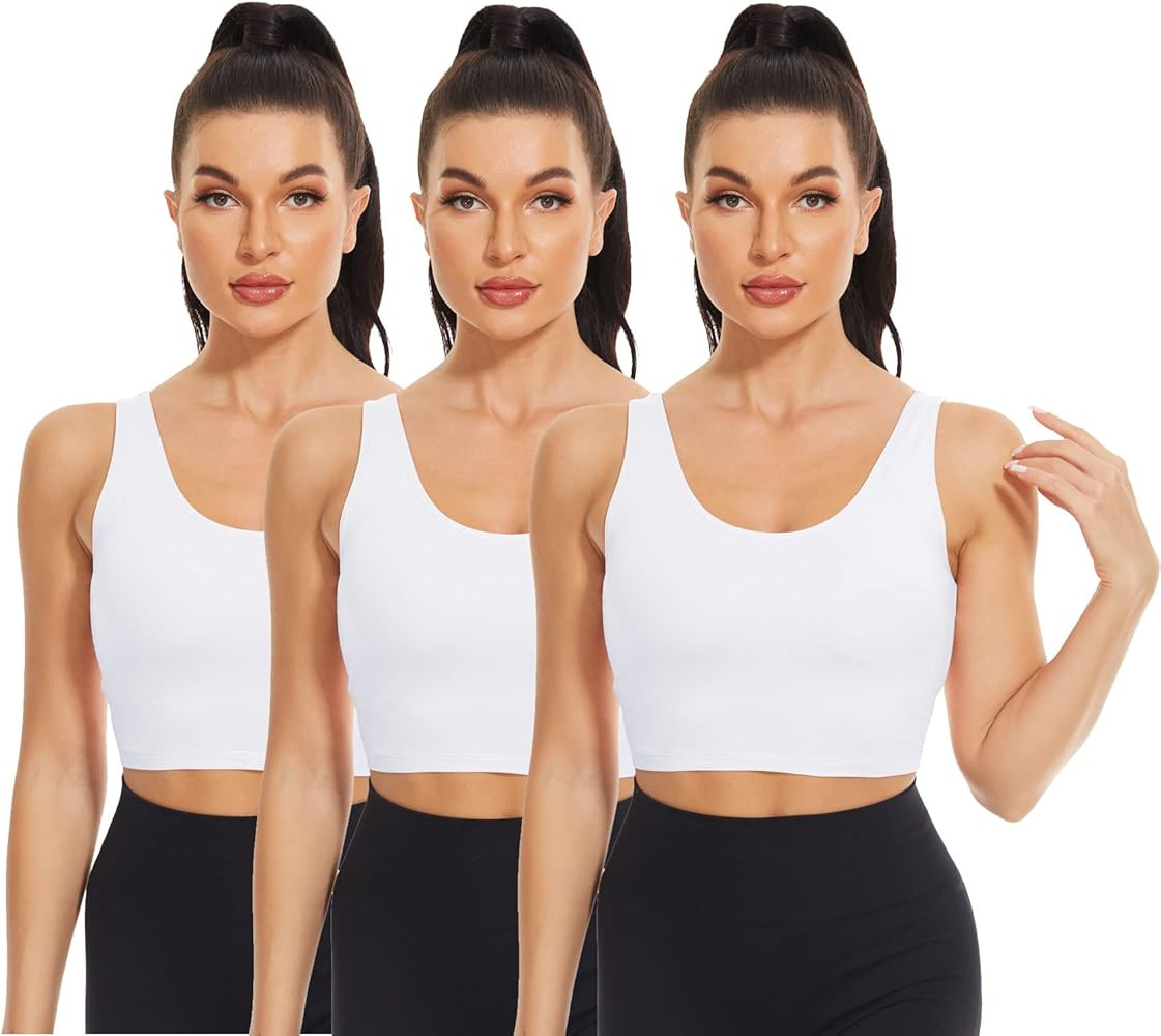 Built in Bra Crop Tank Tops Cotton Cropped Shelf Bra Camis for Sports Daily Wearing | Amazon (US)