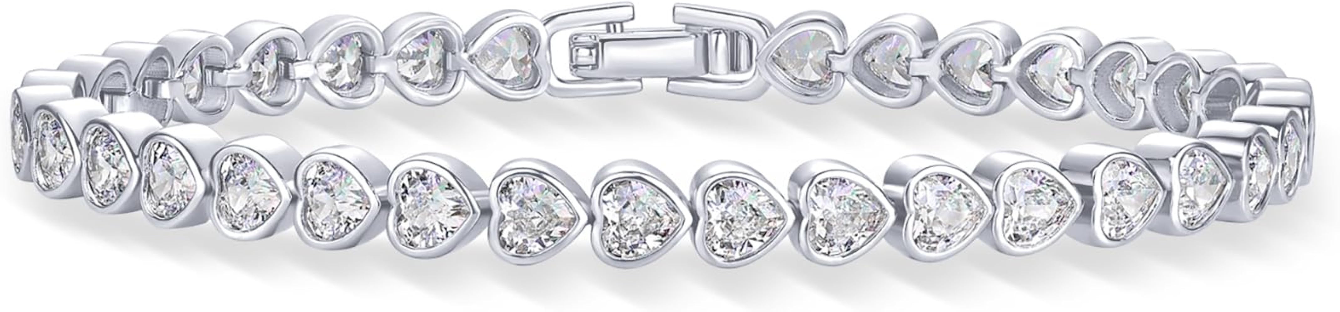 PAVOI 14K Gold Plated Tennis Bracelets for Women - Bezel Set Cubic Zirconia Bracelet - Simulated ... | Amazon (US)