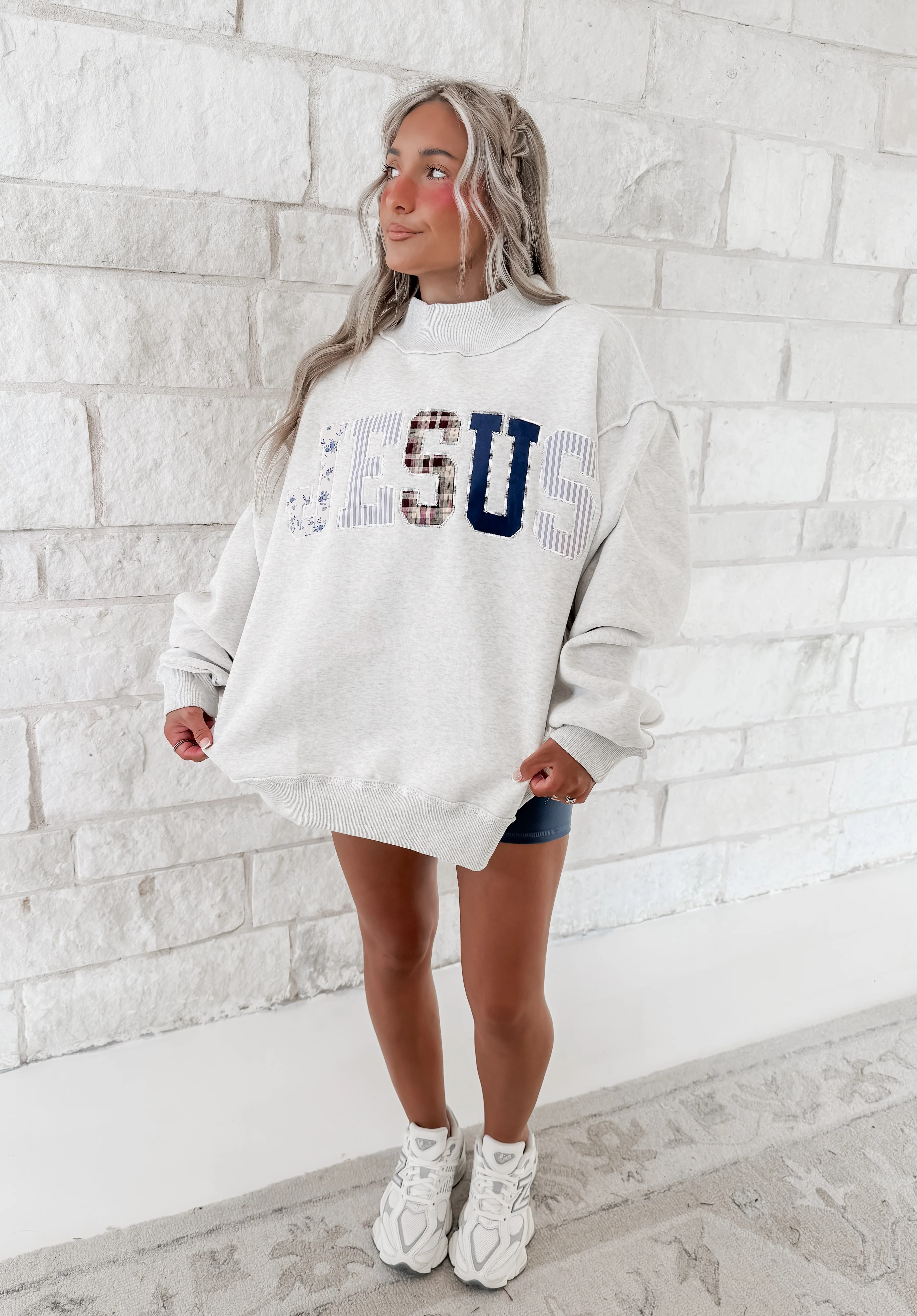 Jesus Embroidered Mock Neck Sweatshirt | CK Squared Boutique