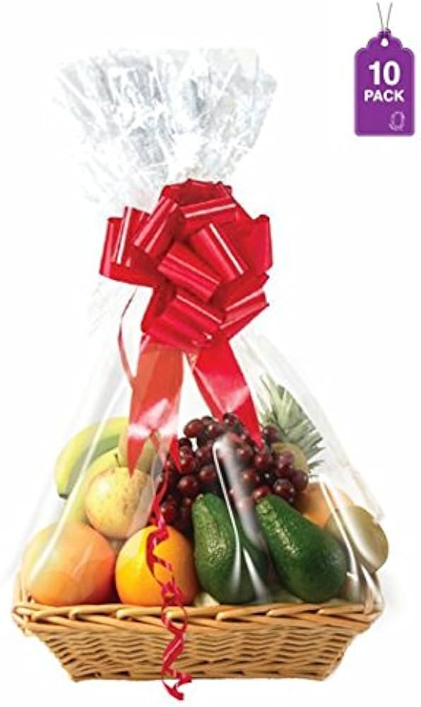 Purple Q Crafts Clear Basket Bags, 10 Pack Large Clear Cellophane Wrap for Baskets & Gifts 24"x30... | Amazon (US)