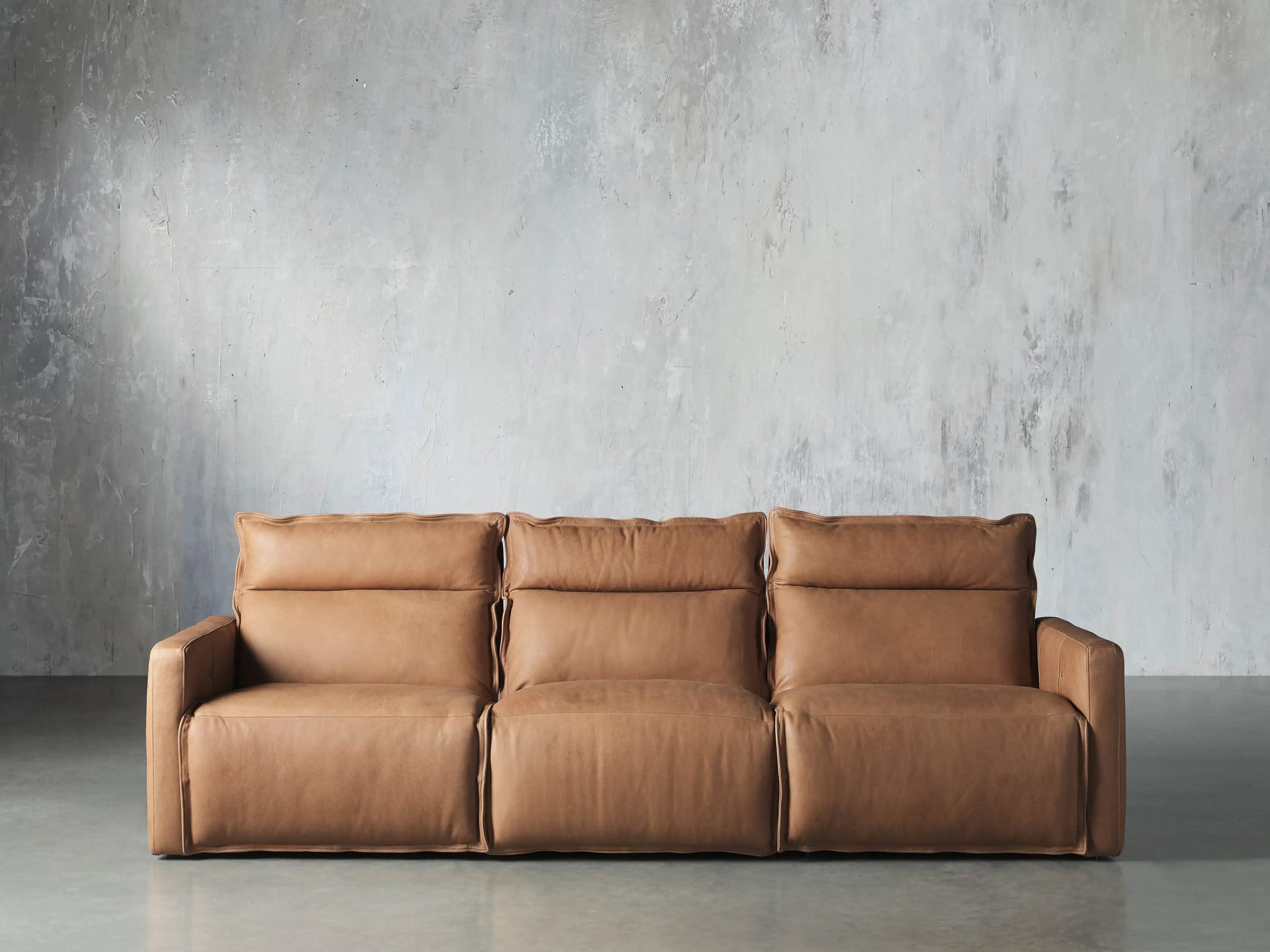 Rowland Leather Three Piece Motion Modular Sofa | Arhaus