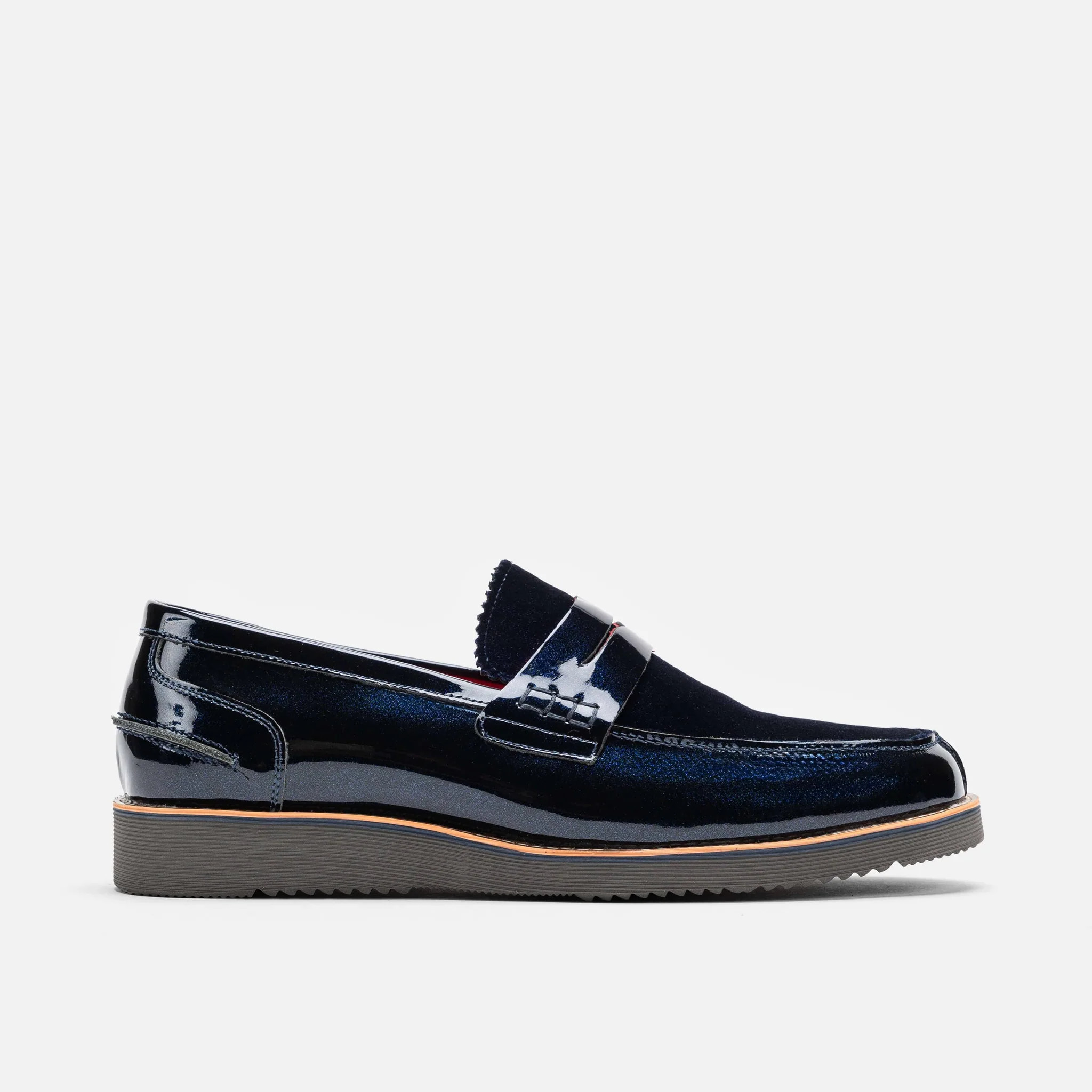 Abe Navy Patent Leather Penny Loafers | Marc Nolan