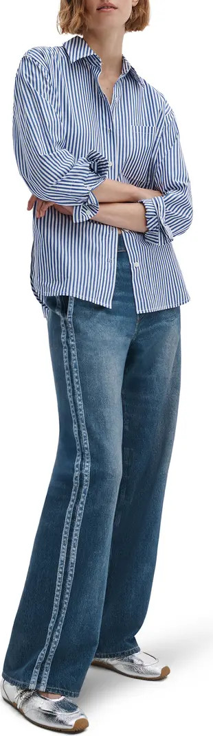 Miramar Side Stripe High Waist Wide Leg Cotton Terry Sweatpant Track Pants | Nordstrom