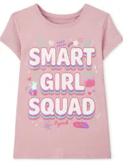 Girls Short Sleeve 'Smart Girl Squad' Graphic Tee | The Children's Place | The Children's Place