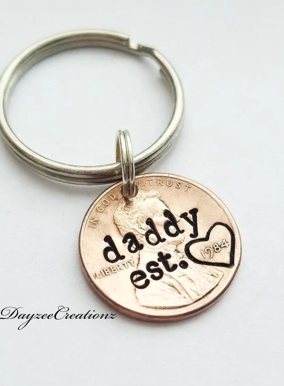 Personalized Valentine's Day Gift for Daddy, Penny Keychain, New Dad, First Father's Day, from Ba... | Etsy (US)