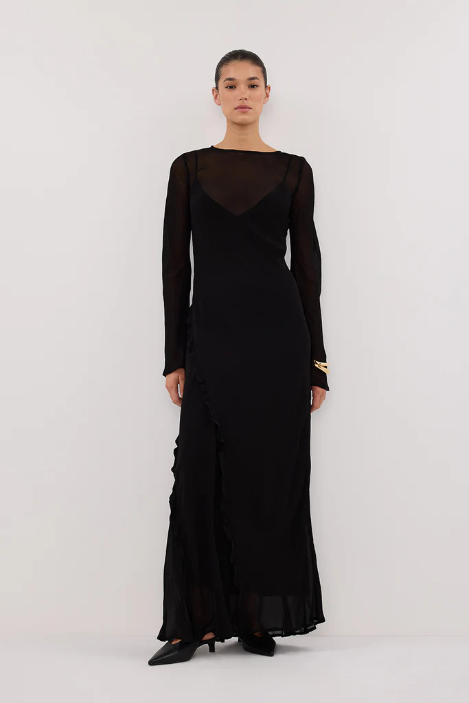 MARISSA BLACK LONG SLEEVE MAXI DRESS | DISSH