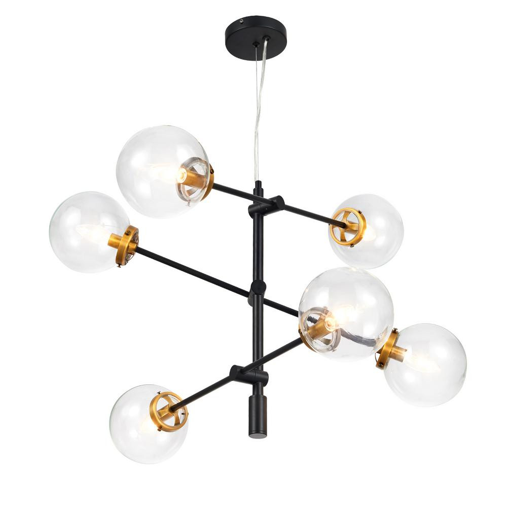 Merra 6-Light Black Sputnik Chandelier with Clear Glass Shades | The Home Depot