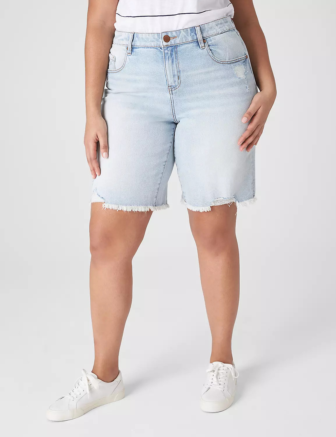 Signature Fit Boyfriend Bermuda Jean Short | LaneBryant | Lane Bryant (US)