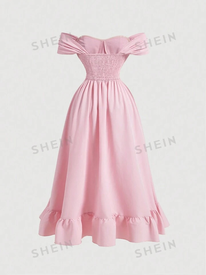 SHEIN MOD Women's Sleeveless Ruffle High Slit Dress In Pink, Perfect For Date Night And Early Aut... | SHEIN