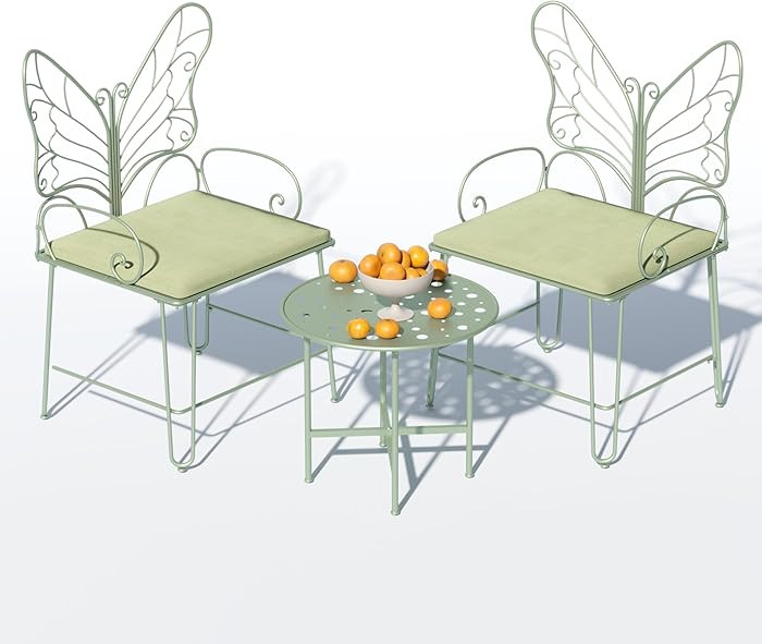 3 Pieces Patio Bistro Butterfly Chair Outdoor Patio Outdoor Furniture Conversation Sets with Coff... | Amazon (US)