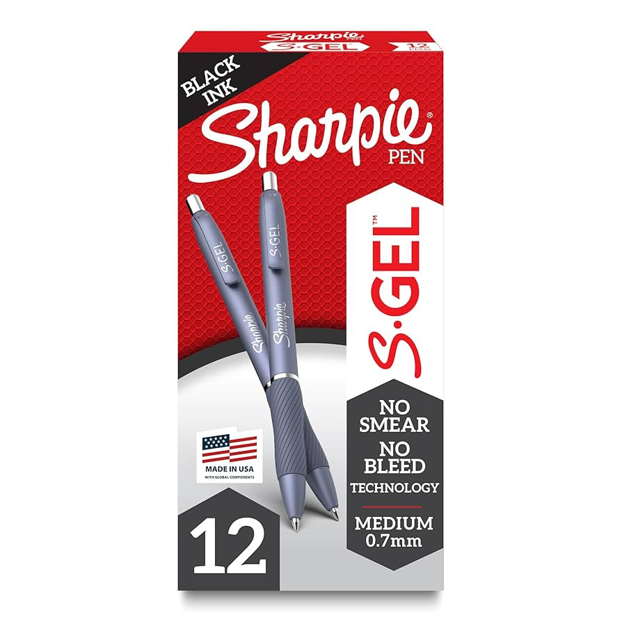 Sharpie S-Gel Gel Pens, Blue Barrel, Medium Point (0.7mm), Black Gel Ink Pens, 12 Count - Home, O... | Amazon (US)