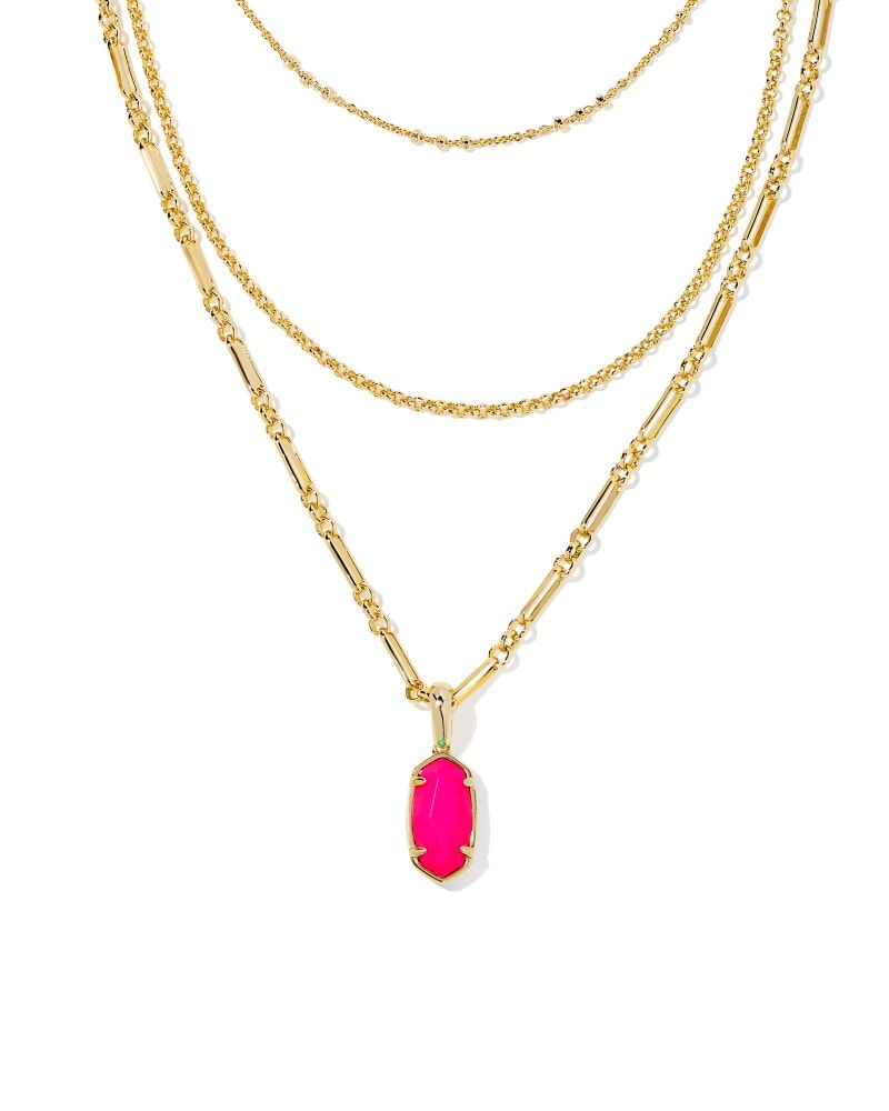 Elisa Gold Triple Strand Necklace in Neon Pink Magnesite | Kendra Scott
