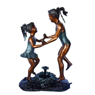 Askins Brass Young dancing girls circling fountain bronze statue - Size: 14" x 29" x 38"H. | Wayfair North America
