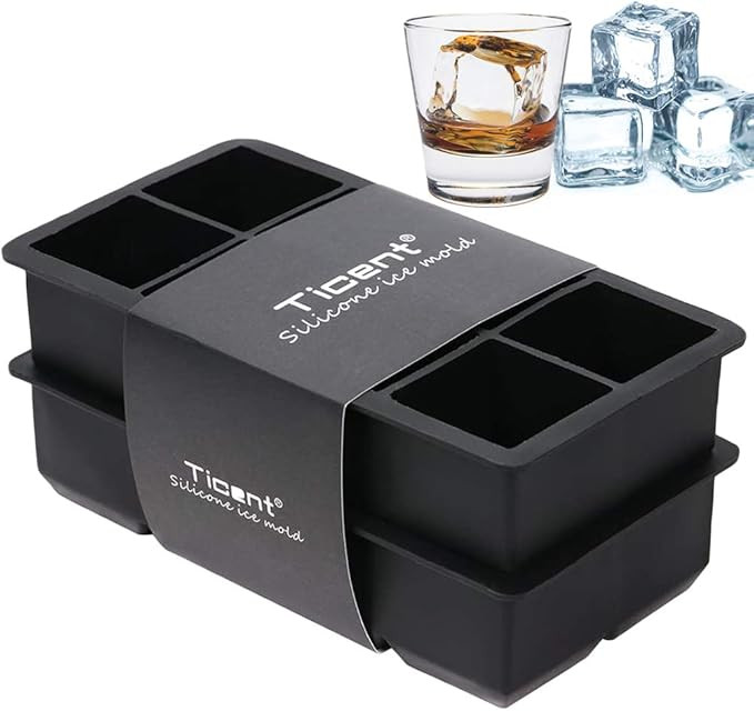 Amazon.com: Ticent Large Ice-Cube-Tray Silicone Ice-Cube-Mold 2-Inch Ice Cubes for Whiskey and Co... | Amazon (US)