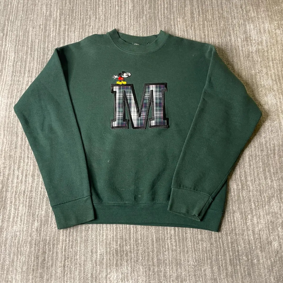 Vintage 1990s Disney Mickey Mouse Crewneck Sweatshirt – M – Plaid Letter Patch Pullover – C... | Etsy (US)