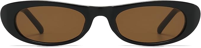 Elongated Narrow Cat Eye Sunglasses for Women 90s Retro Womens Oval Sunglasses Fashion Small Blac... | Amazon (US)