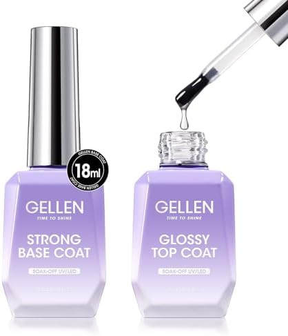 GELLEN Gel Top Coat and Base Coat 2 Pcs 18ml Superior Base Coat Top Coat Set No Wipe Soak Off Ult... | Amazon (US)
