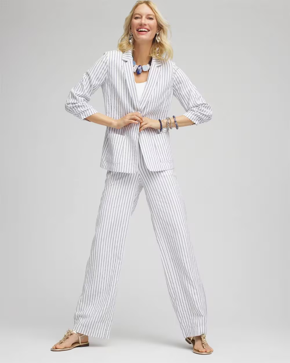 Striped Linen Stretch Blazer | Chico's