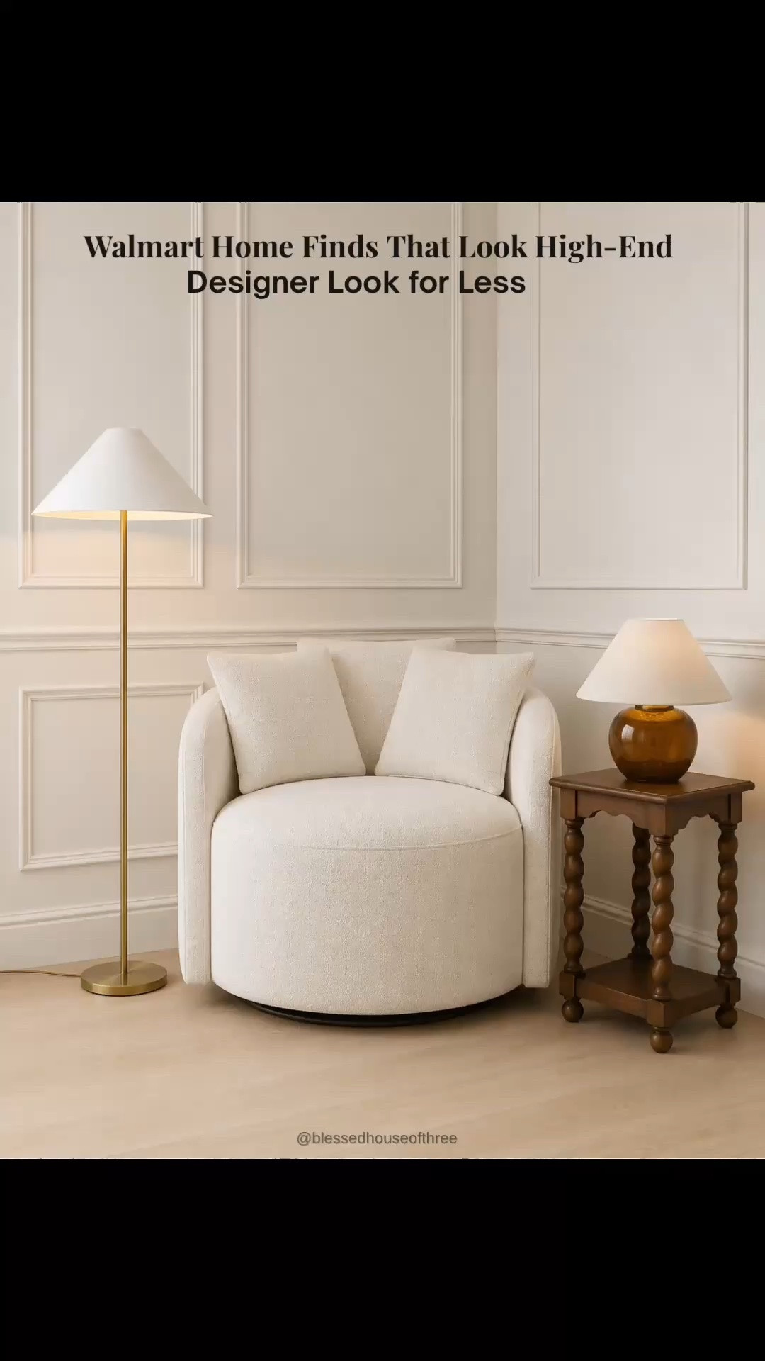 Designer style doesn’t have to come with a designer price tag. 🤍 Every piece in this space is from Walmart, and together they create the warm, elevated, organic modern look I love. From the bestselling swivel accent chair to timeless lighting, rich wood accents, cozy textures, and beautiful neutral decor, these are the affordable home finds that instantly make a room feel custom and curated. If you’re decorating on a budget but still want that high-end designer aesthetic, these are the pieces worth adding to your home. Save and follow me for more inspiration.

#LTKHome #LTKSaleAlert #LTKSeasonal